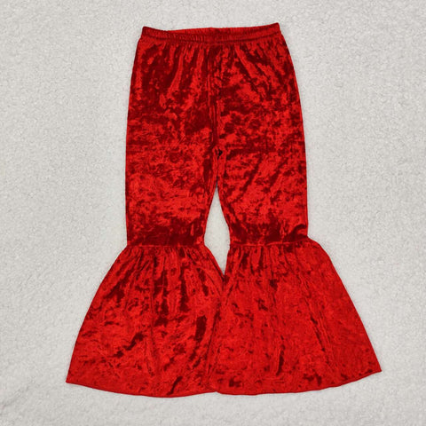 B3-11 RTS kids clothes red velvet baby girl pants bell bottoms