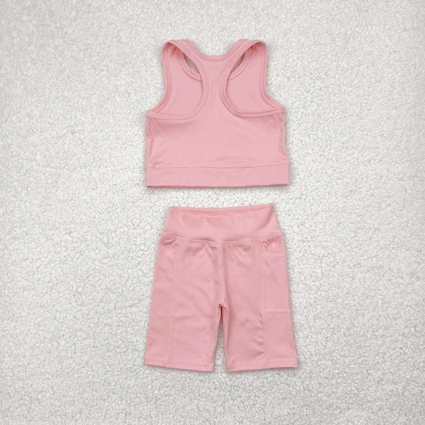 GSSO1518 RTS girl clothes Coral toddler girl yoga summer outfit