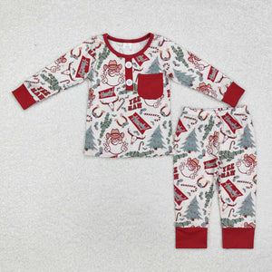 BLP0620 RTS baby boy clohtes santa claus boy winter pajamas set howdy western clothes