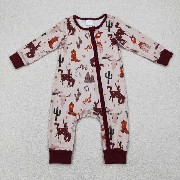 LR2188 RTS baby boy clothes western clothes boy winter romper zip romper