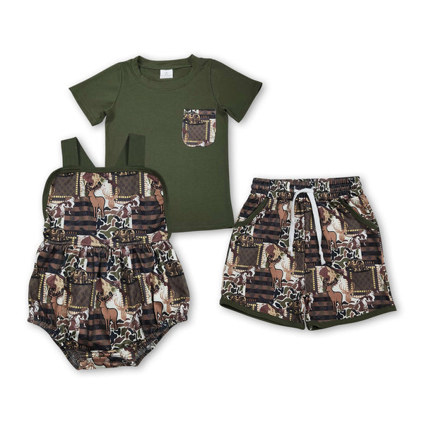 RTS kids matching clothing hunting print clothing baby boy summer clothing-2026.2.2