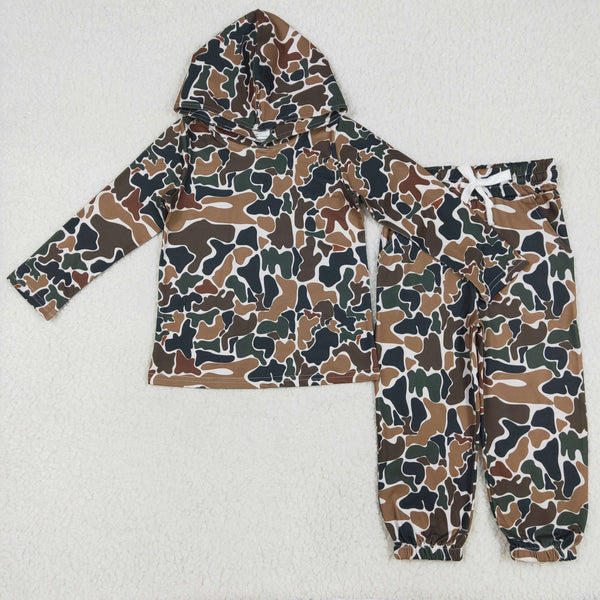 BLP1063 RTS boy clothes brown camo boy winter set hoodies outfit