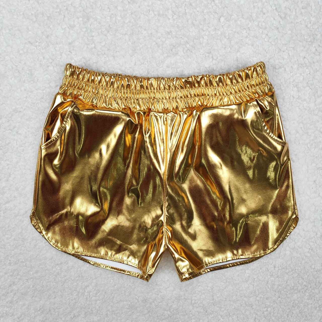 SS0417 RTS girl clothes golden girl summer shorts Mardi Gras Shorts