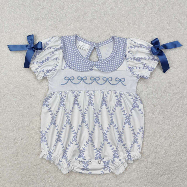 SR2146 RTS baby clothes bow embroidery summer bubble