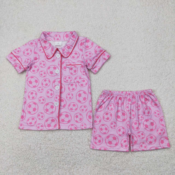 GSSO1957 RTS girl clothes football toddler girl summer outfit pajamas set