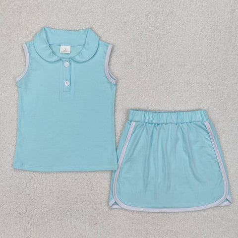 GLD1973 RTS girl clothes cotton blue toddler girl skirt outfit