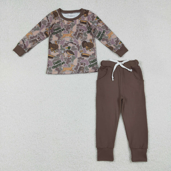 BLP1178 RTS boy clothes mallards turkey hunting boy winter pants set
