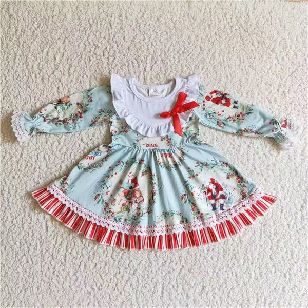 GLD0098 baby girl clothes twirl christmas dress