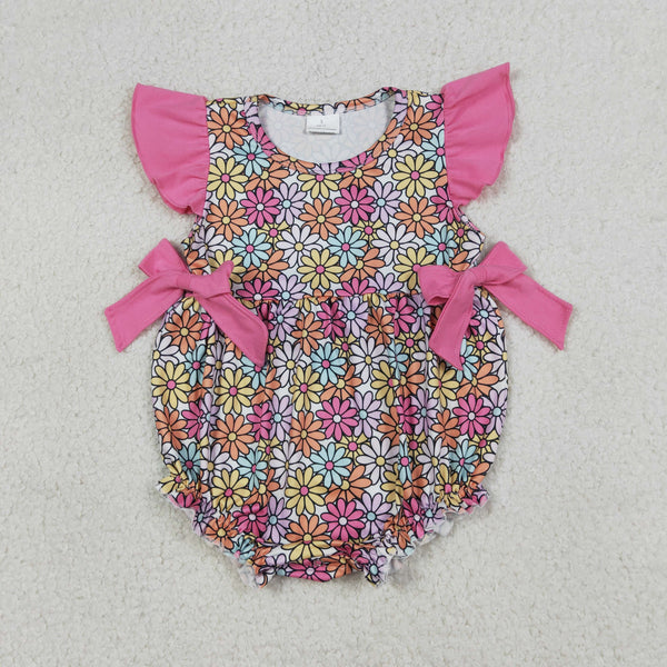 SR4049 RTS baby girl clothes flower print toddler girl summer bubble