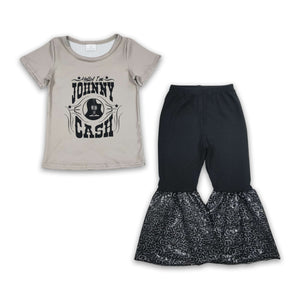 A17-14 kids clothes girls black sequin bells set spring fall outfit-promotion 2024.3.9 $5.5