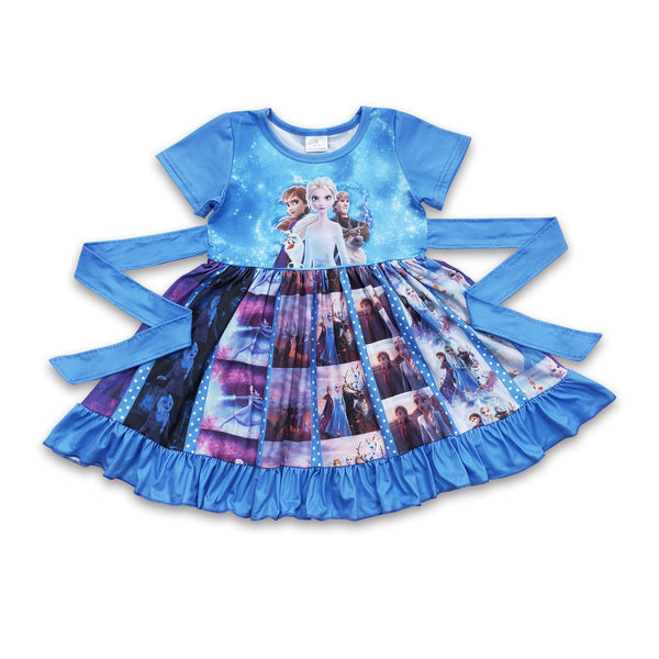A18-9 baby girl clothes cartoon blue dress