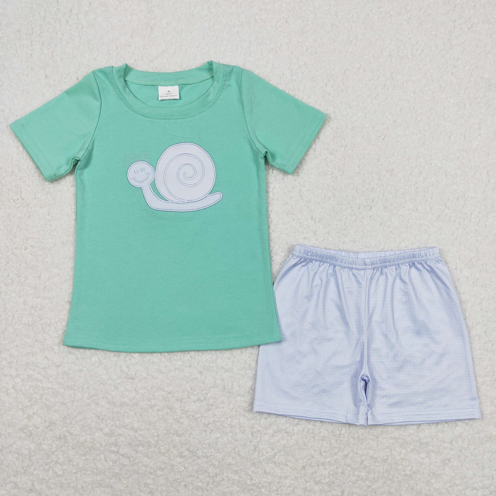 BSSO0571 baby boy clothes snails embroidery boy summer outfit toddler summer shorts set