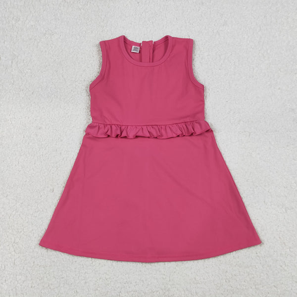 GSD3740 RTS toddler clothes hot pink girl yoga summer dress sports dress