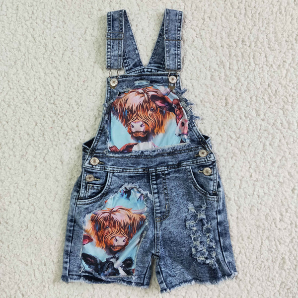 SS0023 kids clothes summer denim cow overalls jumpsuit