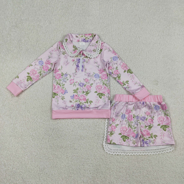 GLD1572 RTS baby girl clothes floral print toddler girl winter skirt outfit