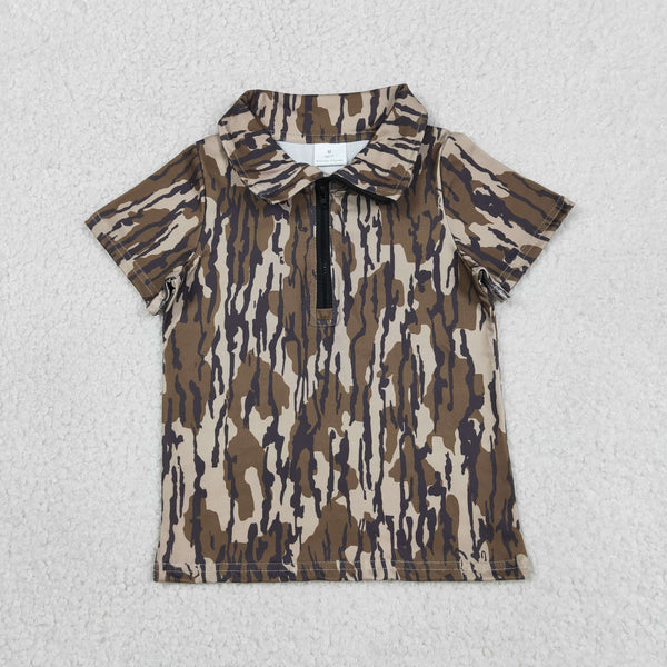 BT1726 RTS toddler boy clothes camo boy summer top shirt zipper shirt pollover