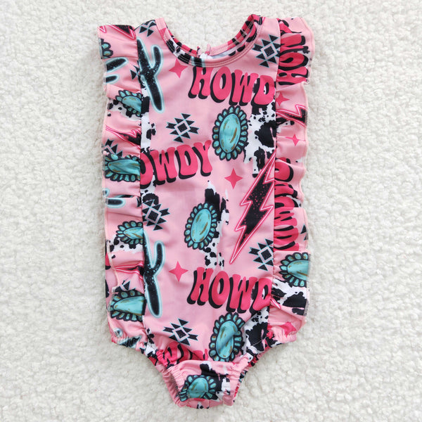 S0036 baby girl clothes howdy summer swimsuit