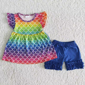 A7-4 baby girl clothes marmaid girl summer shorts set-promotion 2024.6.15 $2.99