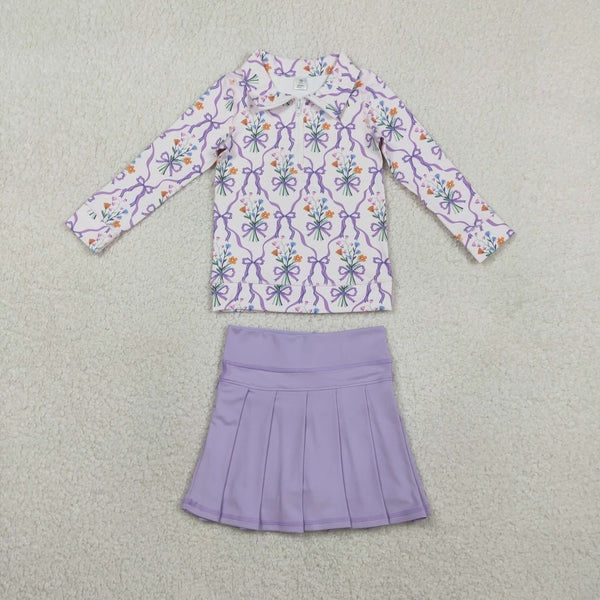 RTS GLD1416 baby girl clothes bows print toddler girl  mardi gras  yoga skirt outfit