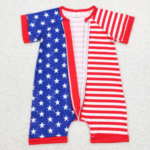 SR0673 baby boy clothes 4th of July patriotic summer romper