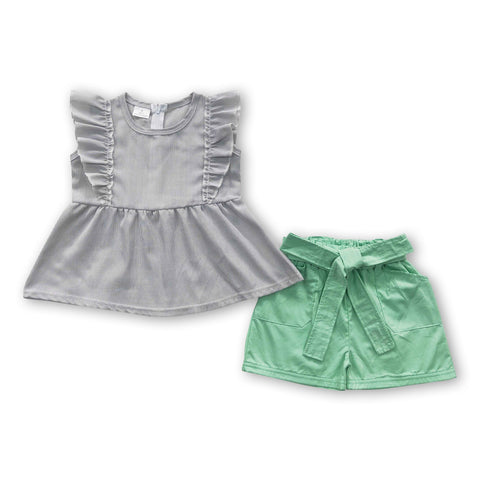 A9-22 toddler girl clothes woven girl summer shorts set