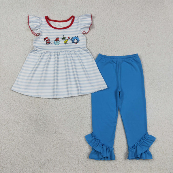 GSPO2136 RTS  toddler girl clothes cartoon girl fall set pants set