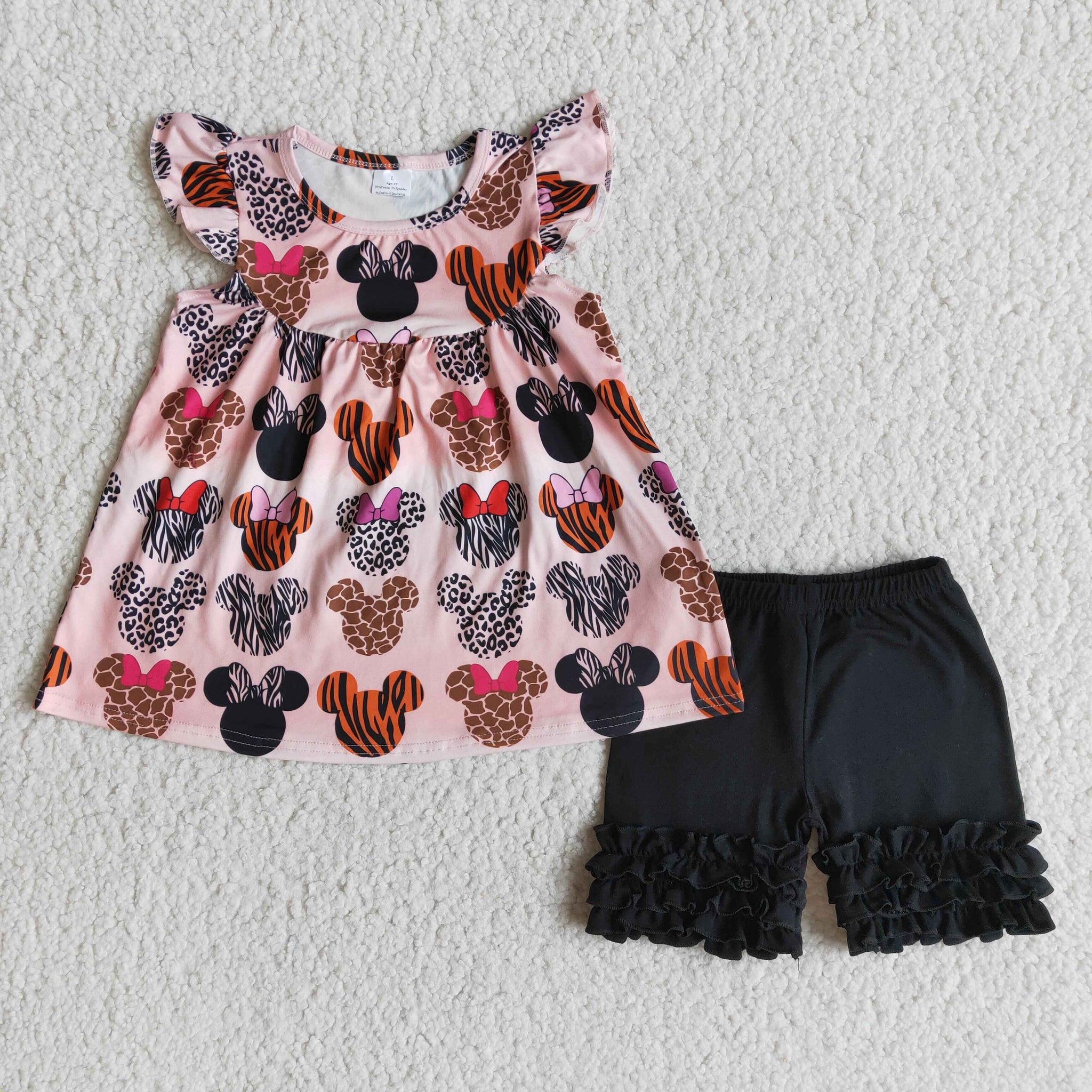 B1-4 girl clothes summer cartoon flutter sleeve set-promotion 2024.2.24