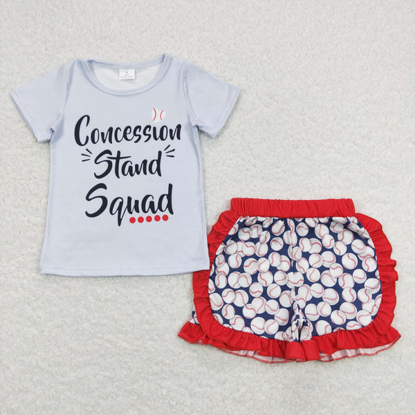GSSO0484 baby girl clothes toddler baseball shorts set infant summer shorts set