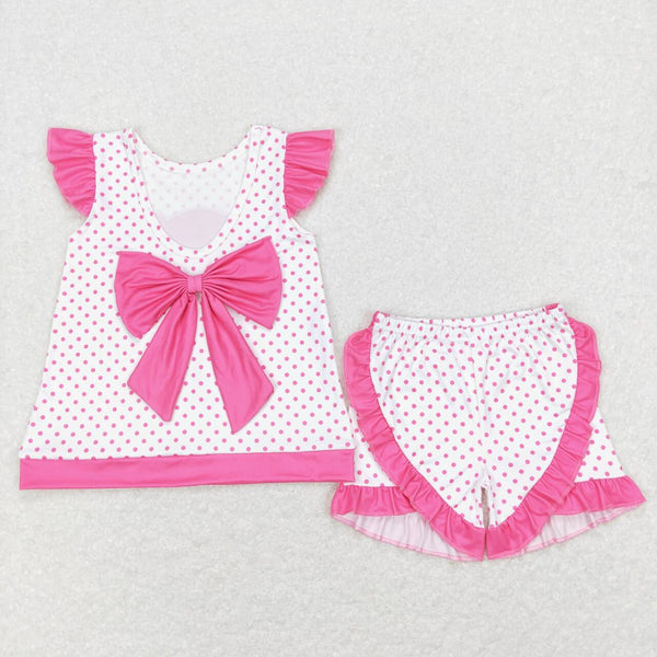 GSSO0384 baby girl clothes hot pink girl summer shorts set