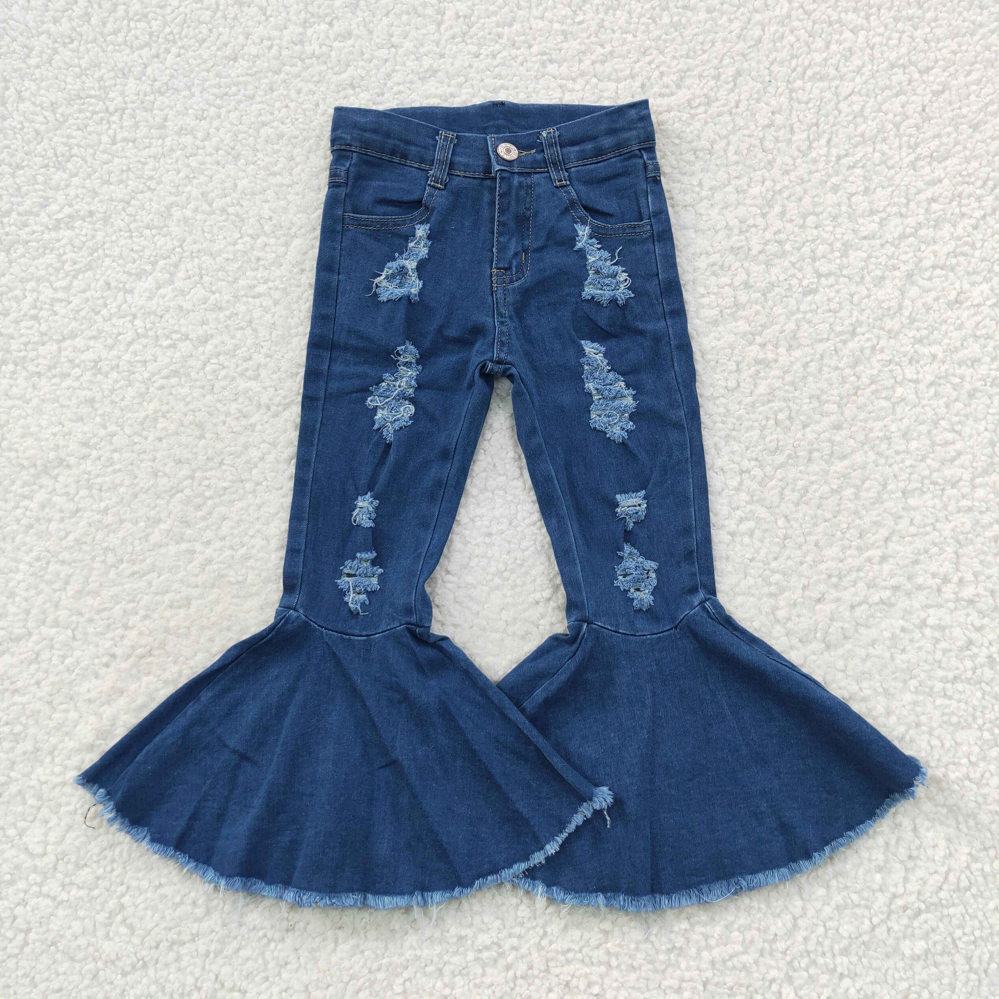 P0133 teenage girls clothing girls bell bottom pants blue flare pant girl jeans