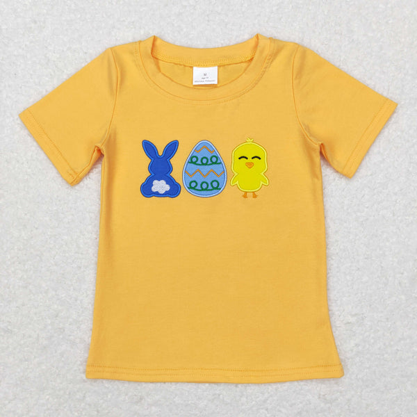 BT0425 baby girl clothes bunny embroidery easter shirt egg chicken easter clothes