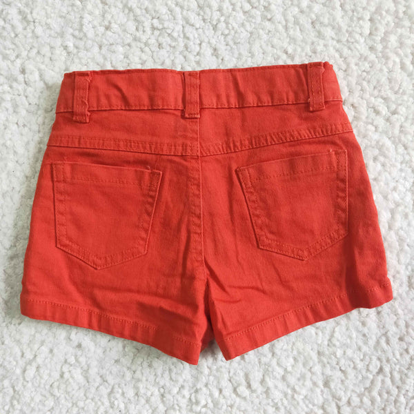 SS0010 girl summer red denim shorts