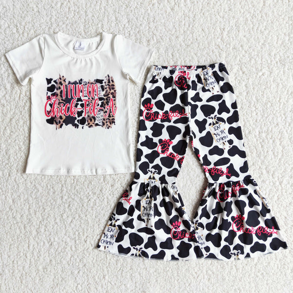 E7-2 girl cow fall spring short sleeve set-promotion 2024.2.24