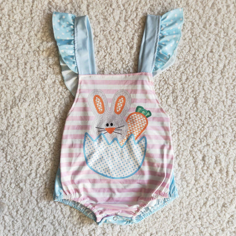 E11-3 girl clothes easter blue bunny bubble--promotion 2025.3.8 $2.99