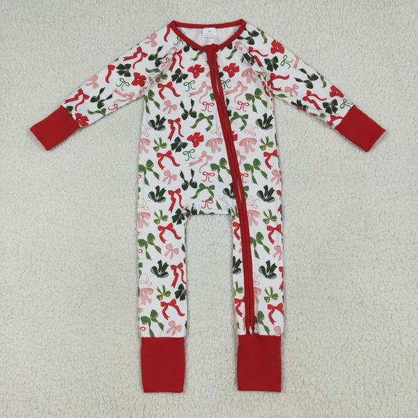 LR2203 RTS baby girl clothes bows toddler girl christmas winter romper