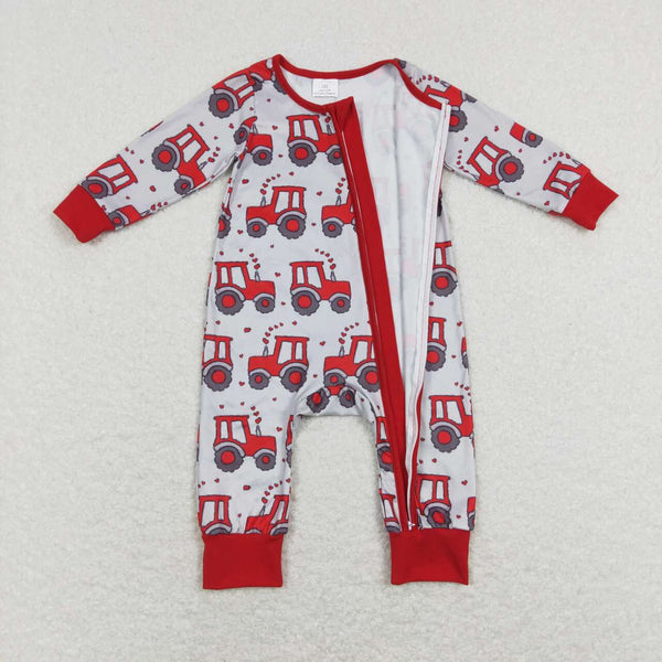 LR0887 baby boy clothes heart truck toddler valentines day clothes zipper romper-promotion 2026.1.10 $5.5