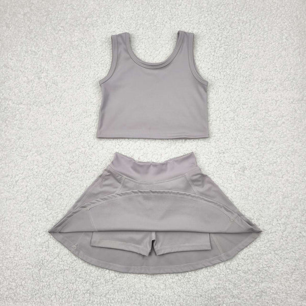 GSD1983 RTS girl clothes grey girl summer set yoga clothes