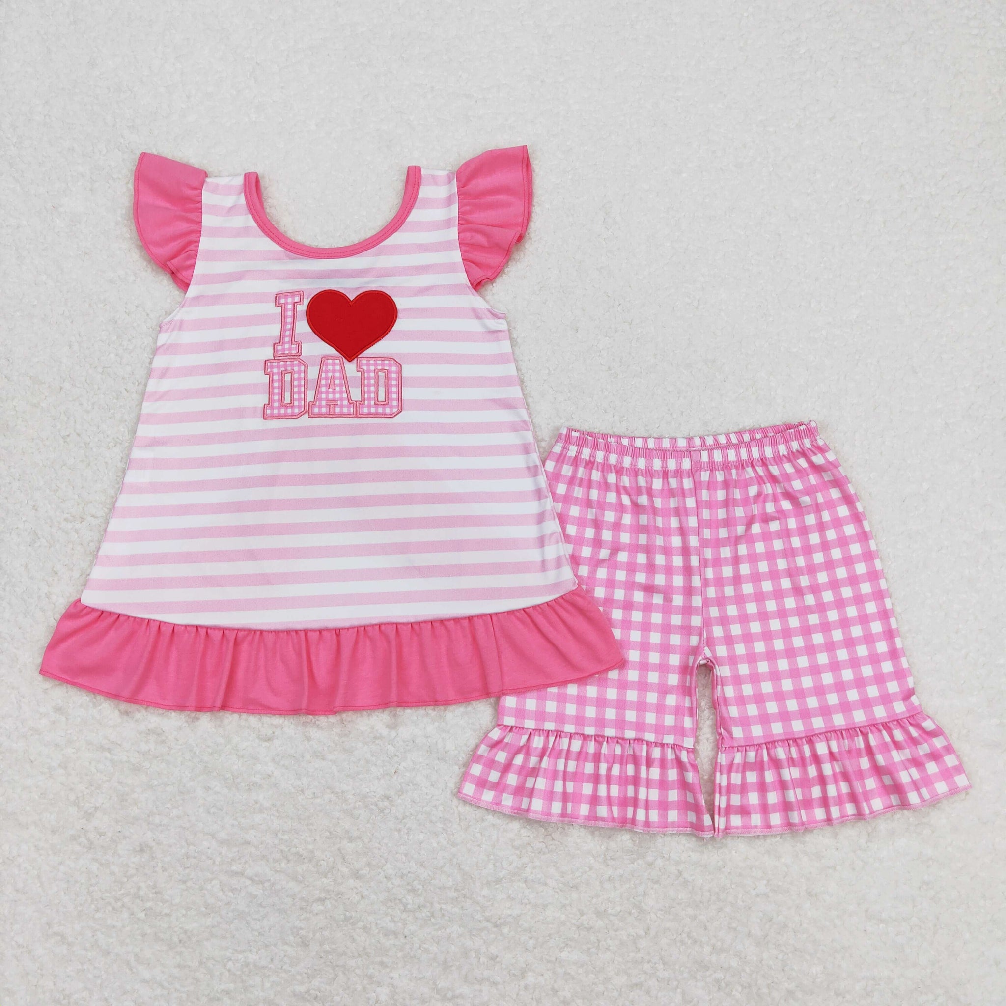 GSSO0563 RTS baby girl clothes embroidery I love dad embroidery girl summer outfits