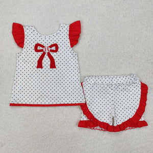 GSSO1698 RTS baby girl clothes bow embroidery baseball toddler girl summer outfit