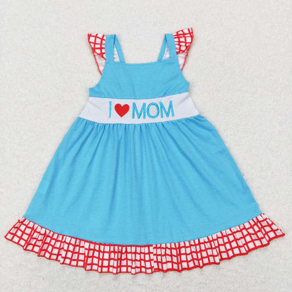 GSD0594 baby girl clothes I love mom embroidery girl summer dress mother's day clothes