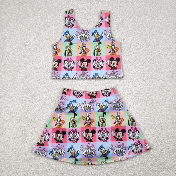 GSD2333 RTS toddler girl clothes cartoon mouse girl summer set yoga clothes