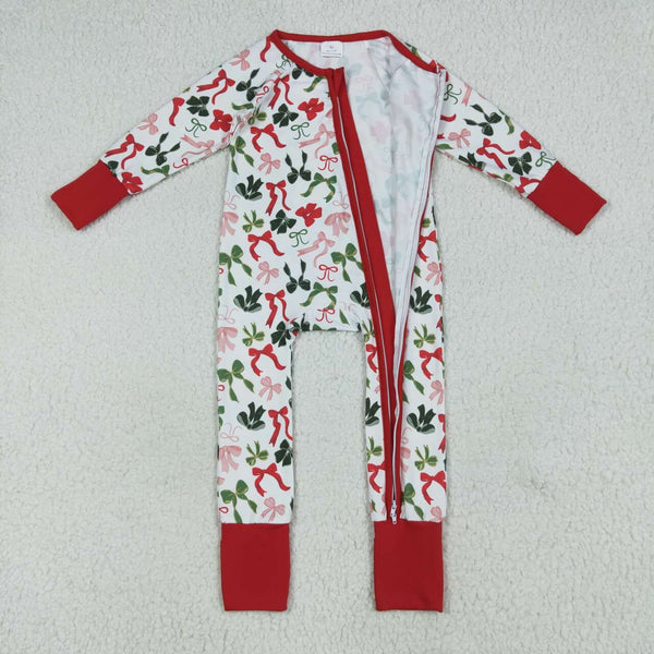 LR2203 RTS baby girl clothes bows toddler girl christmas winter romper