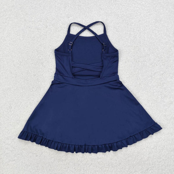 S0456 RTS baby girl clothes navy blue girl summer swimsuit beach wear