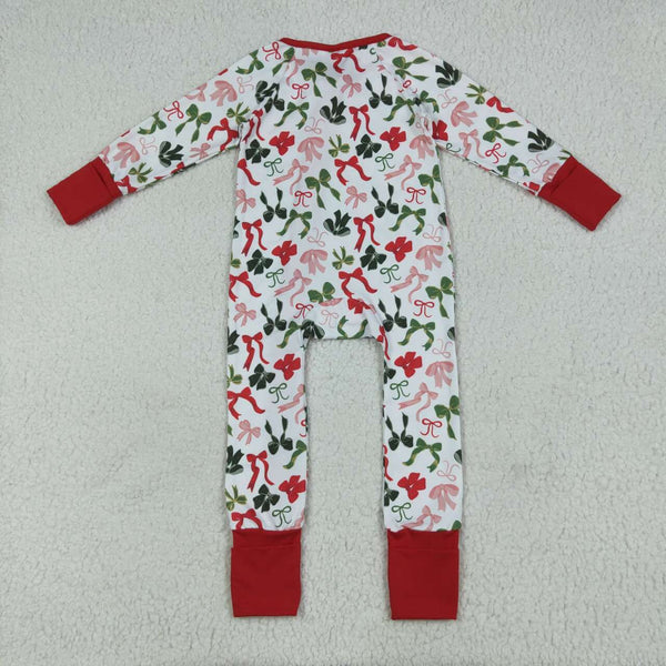 LR2203 RTS baby girl clothes bows toddler girl christmas winter romper