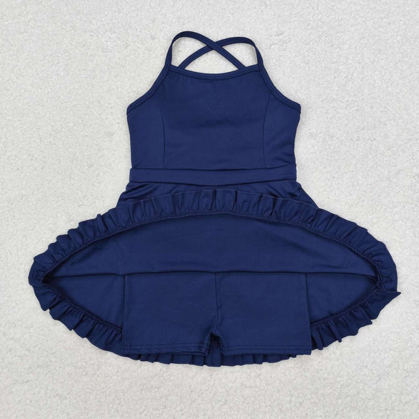 S0456 RTS baby girl clothes navy blue girl summer swimsuit beach wear