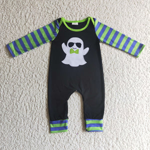 LR0132 baby halloween clothes embroidery ghost boy romper