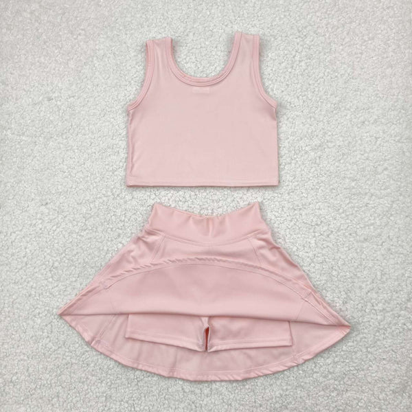 GSD1977 RTS toddler girl clothes pink girl summer set yoga clothes athletic sports clothes