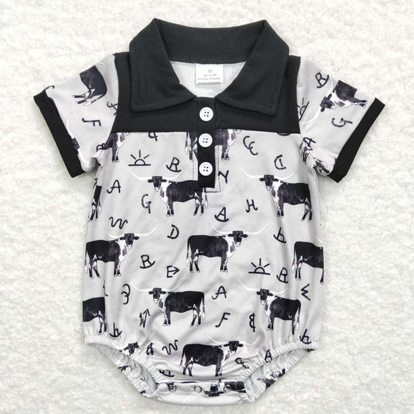 SR0220 USA warehouse 25.5.15 RTS baby clothes black cow farm clothes baby boy summer bubble