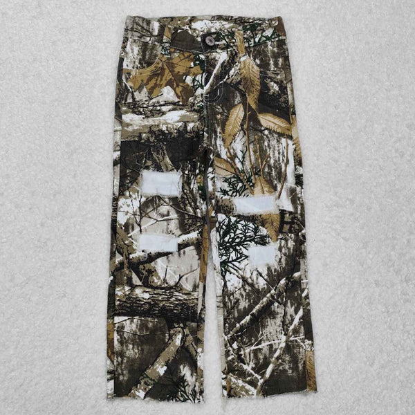 P0410 RTS boy clothes boy leaves ripped jeans camo hunting clothing