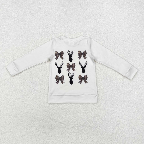 GT0760 RTS toddler girl clothes hunting camo bow girl winter top shirt